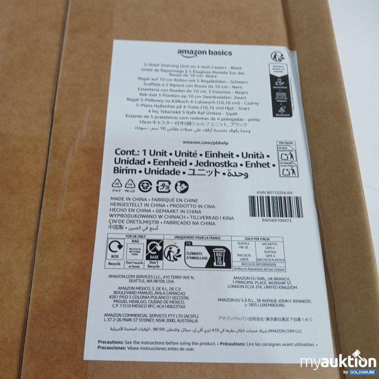 Artikel Nr. 982292 Artikel Nr. 982292: Amazonbasics Regak auf 10 cm Rollen mit 5 Regalböden Schwarz