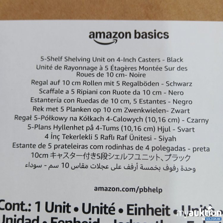 Artikel Nr. 982292 Artikel Nr. 982292: Amazonbasics Regak auf 10 cm Rollen mit 5 Regalböden Schwarz