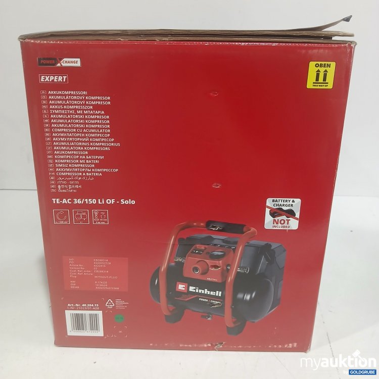 Artikel Nr. 991292: Einhell Akku Kompressor TE-AC 36/150 Li OF-Solo 