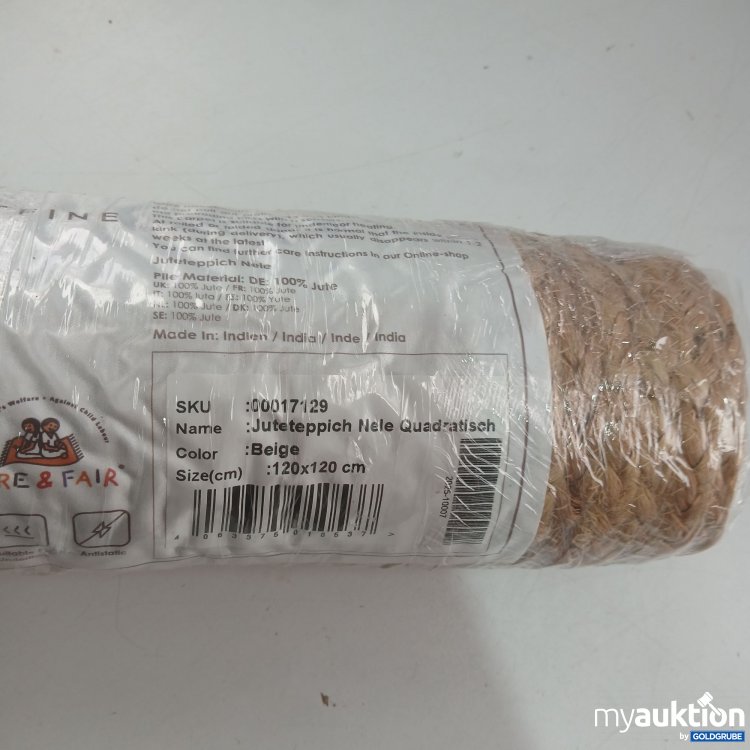 Artikel Nr. 444295 Artikel Nr. 444295: Carpetfine Juteteppich Nele Quatratisch Beige 120x120cm