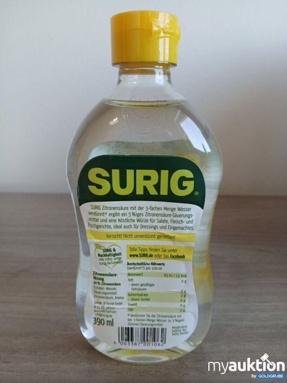 Artikel Nr. 929297: SURIG flüssige Zitronensäure 390ml