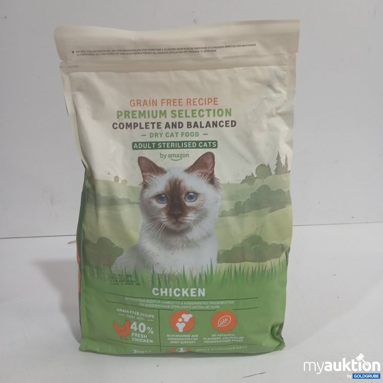 Artikel Nr. 477298 Artikel Nr. 477298: amazon Premium Selection Trockenfutter für ausgewachsene sterilisierte Katzen Huhn 3kg