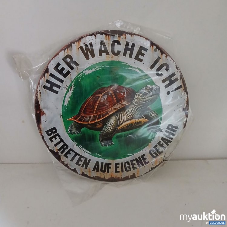 Artikel Nr. 922298: Hier Wach Ich! Schild mit Schildkröte blech