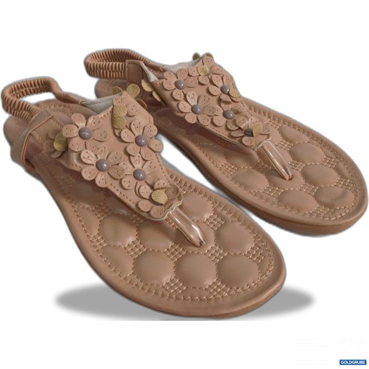 Artikel Nr. 933299: Beige Sandalen mit Blumenapplikationen und Riemchen Größe 38