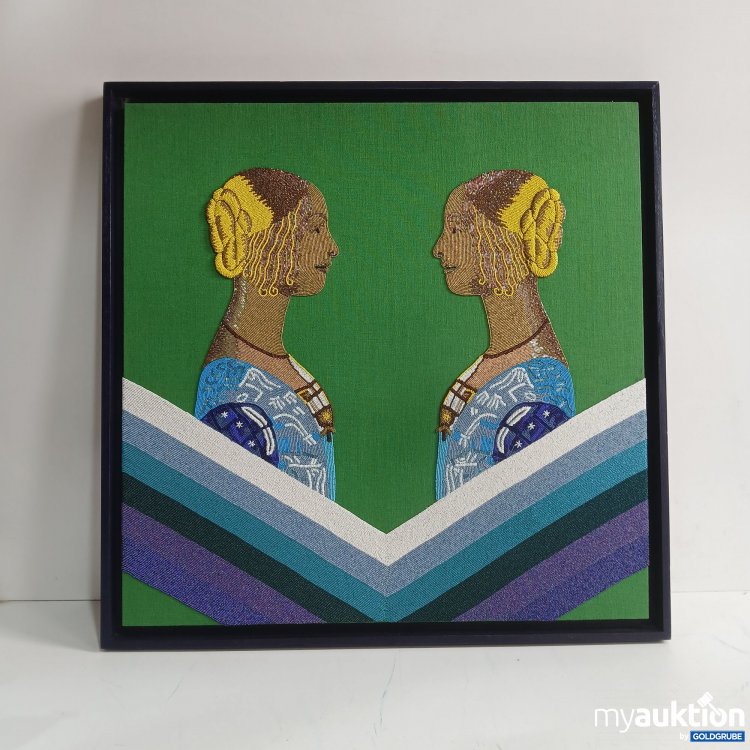 Artikel Nr. 980299 Artikel Nr. 980299: Jonathan Adler "Renaissance Reflection" Original Gemälde Handbestickt 3/3 Edition 7, ca 93×93cm