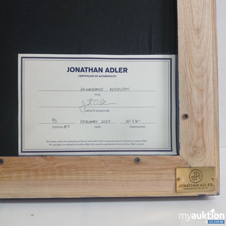Artikel Nr. 980299 Artikel Nr. 980299: Jonathan Adler "Renaissance Reflection" Original Gemälde Handbestickt 3/3 Edition 7, ca 93×93cm