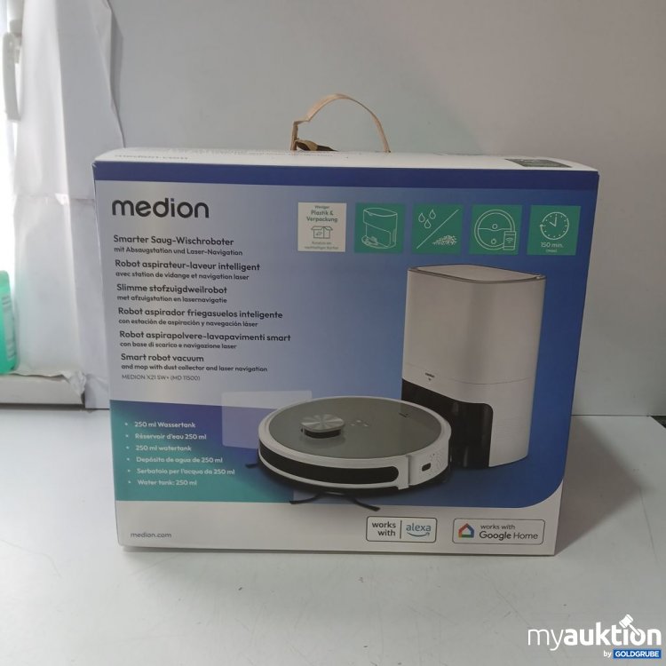 Artikel Nr. 447300 Artikel Nr. 447300: medion Smarter Saug-Wischroboter mit Absaugstation und Laser-Navigation 250ml, Model.No. 11500