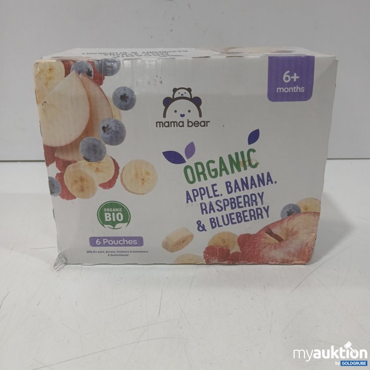 Artikel Nr. 942300 Artikel Nr. 942300: mama bear Organic Apfel Banane Himbeere Heidelbeere 6x90g abgelaufen