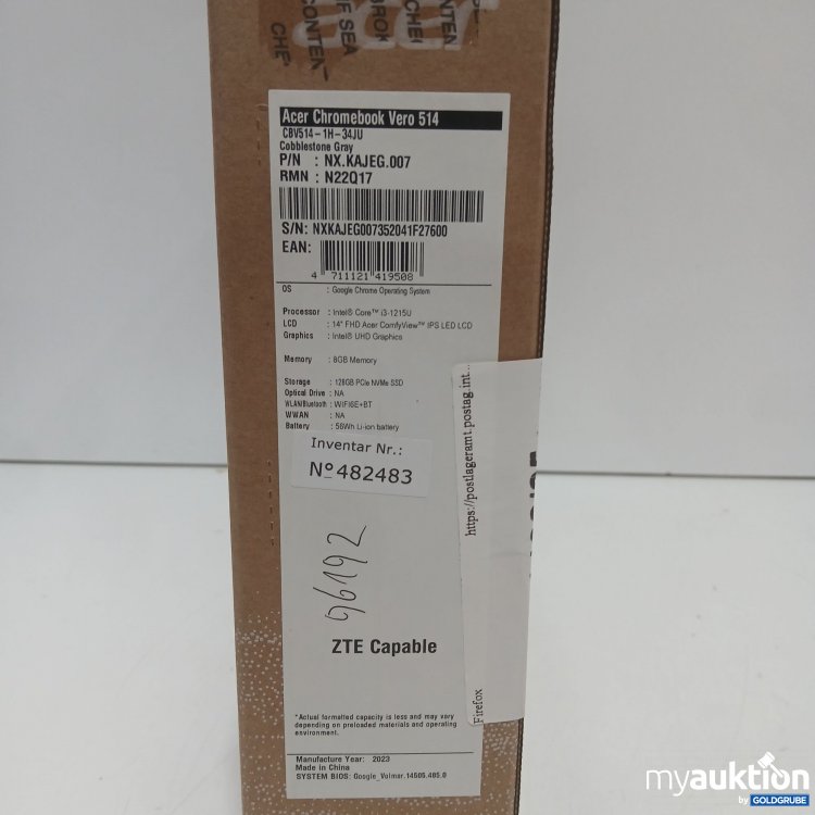 Artikel Nr. 977301 Artikel Nr. 977301: Acer Chromebook Vero 514 Cobbelstone Gray 14"