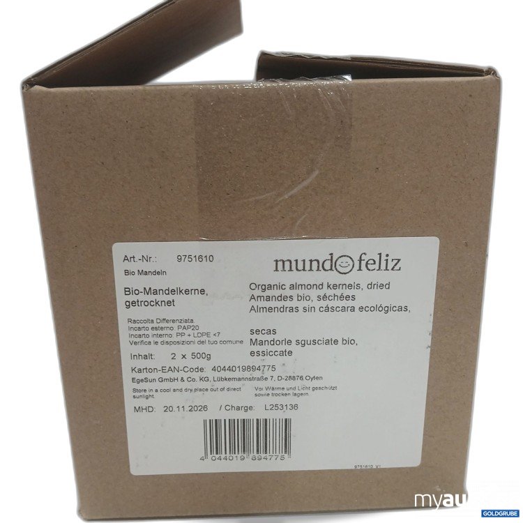 Artikel Nr. 988301 Artikel Nr. 988301: Mundofeliz Bio Mandelkerne getrocknet 2x500g