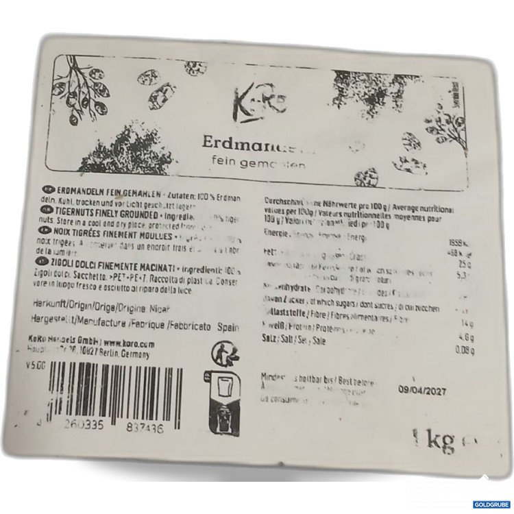 Artikel Nr. 460302 Artikel Nr. 460302: KoRo Erdmandeln fein gemahlen 1kg