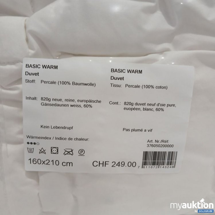 Artikel Nr. 921302: Basic Warm Duvet 160x210 cm 820g