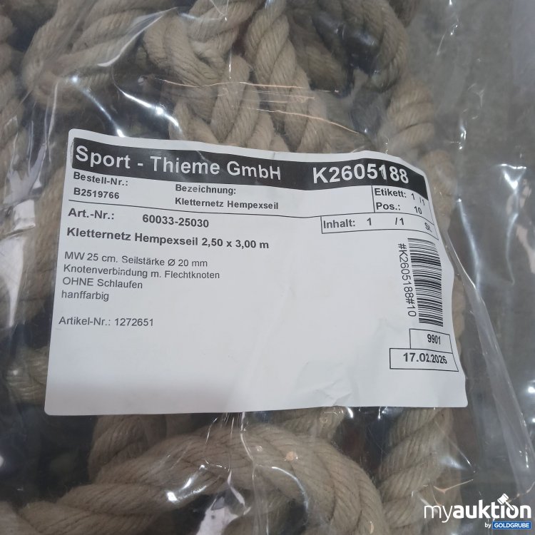 Artikel Nr. 991303: Sport Thieme Kletternetz Hempexseil 2,50 x 3,00m Seilstärke ø20mm 