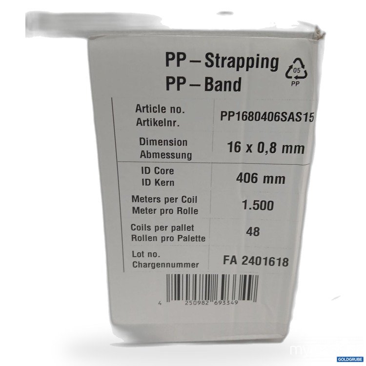 Artikel Nr. 443304 Artikel Nr. 443304: PP Strapping Band 16x0,8mm 406mm 1500