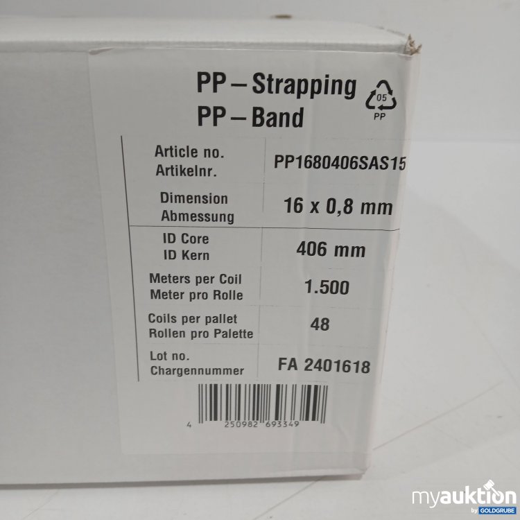 Artikel Nr. 443304 Artikel Nr. 443304: PP Strapping Band 16x0,8mm 406mm 1500
