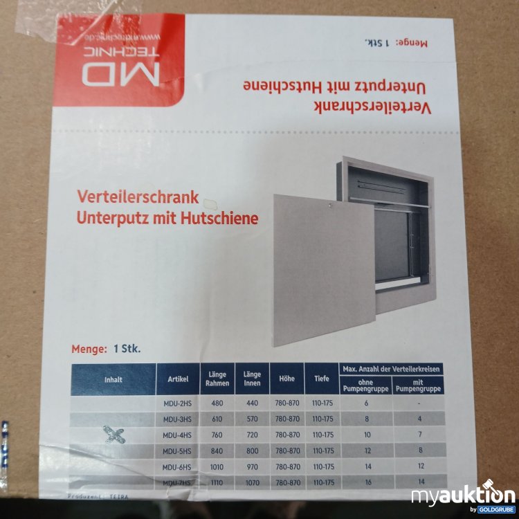 Artikel Nr. 445304 Artikel Nr. 445304: MD Technic Verteilerschrank Unterputz mit Hutschiene