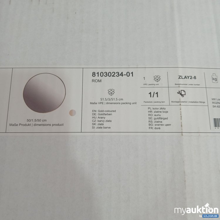 Artikel Nr. 990304: Möbelix Spiegel rund "Rom" 81030234-01 goldfarben 50/1,5/50cm 