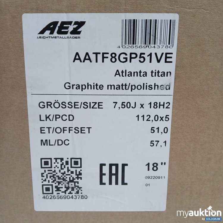 Artikel Nr. 397311 Artikel Nr. 397311: AEZ Atlanta titan Graphite matt/polished Felge 7,50J x 18H2 112,0 x 5 ET51 18"