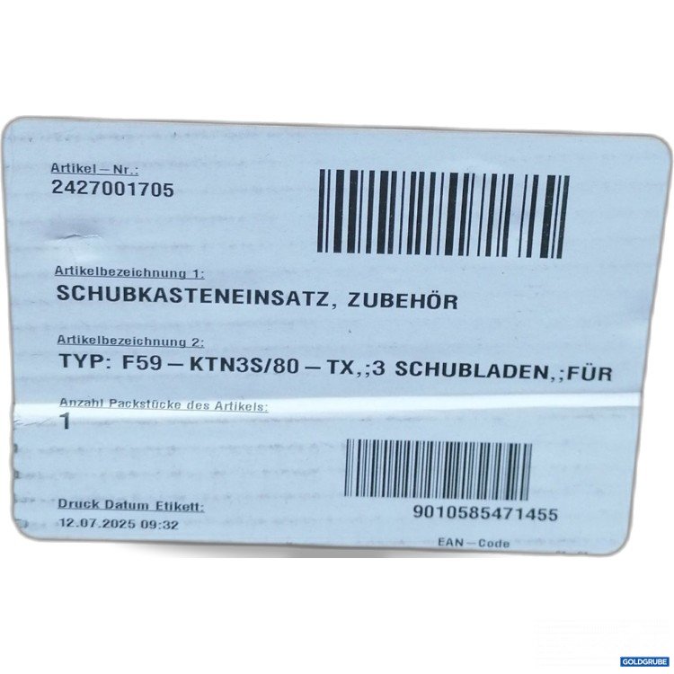 Artikel Nr. 888312: Schubkasteneinsatz Typ: F59-KTN3S/80-TX3 Art: 2437001705