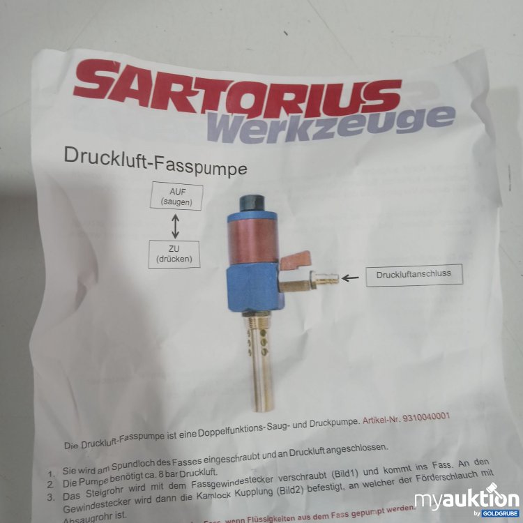 Artikel Nr. 443315: Sartorius Druckluft-Fasspumpe 