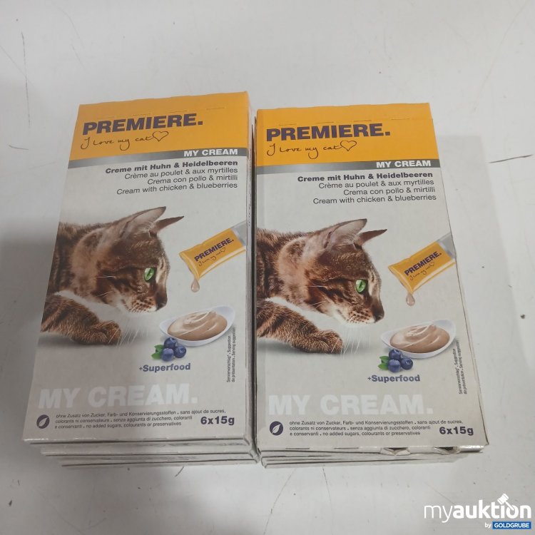Artikel Nr. 477316 Artikel Nr. 477316: PREMIERE my cream Creme mit Huhn & Heidelbeeren 8x (6x15g)