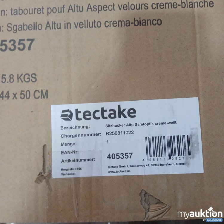 Artikel Nr. 990316 Artikel Nr. 990316: Tectake Sitzhocker Altu Samtoptik creme-weiß 405357