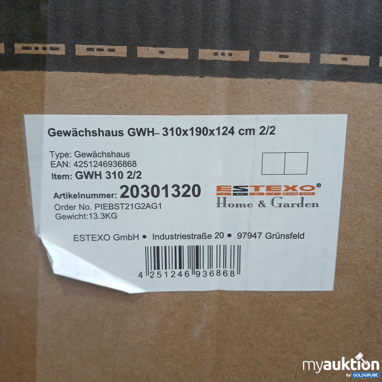 Artikel Nr. 857317 Artikel Nr. 857317: Estexo Home Gewächshaus GWH-310x190x124cm 20301320