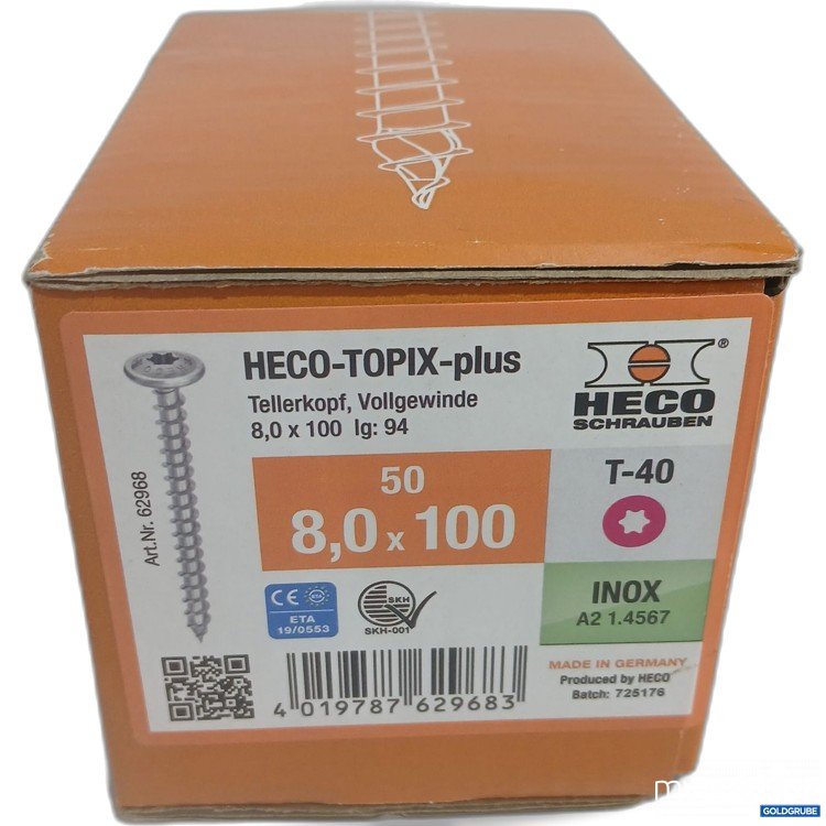 Artikel Nr. 524318 Artikel Nr. 524318: Heco Topix plus Tellerkopf, Vollgewinde 8,0x100 50Stk