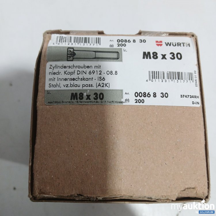Artikel Nr. 523320: Würth Zylinderschrauben mit niedr. Kopf DIN 6912-08.8 M8x30 Art.Nr: 0086 8 30 