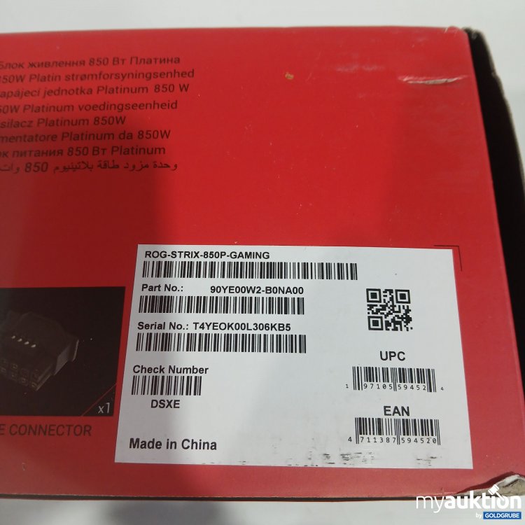 Artikel Nr. 964320: Asus Rog Strix 850W Platinium Gaming Power Supply Unit 