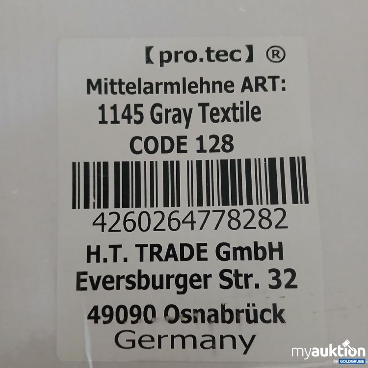Artikel Nr. 922321: pro.tec Mittelarmlehne ART 1145 Gray Textile