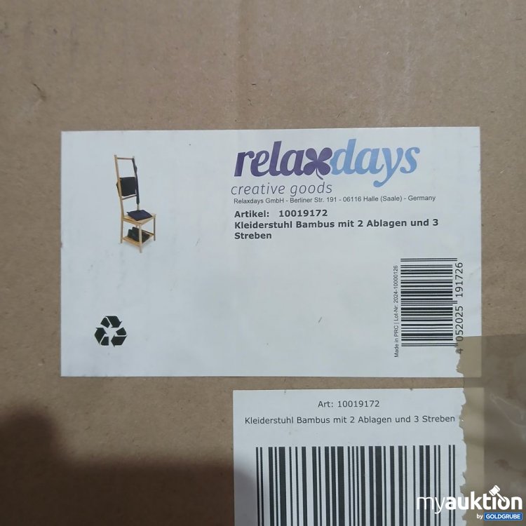 Artikel Nr. 447322: relaxdays Kleiderstuhl Bambus mit 2 Ablagen und 3 Streben