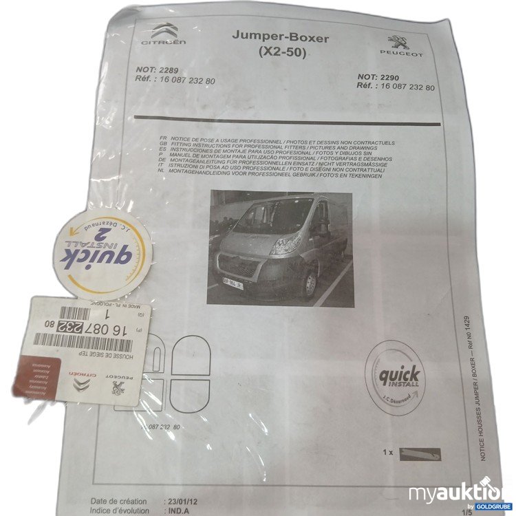 Artikel Nr. 989322 Artikel Nr. 989322: Sitzbezüge für Citroën Jumper u. Peugeot Boxer (X2-50)
