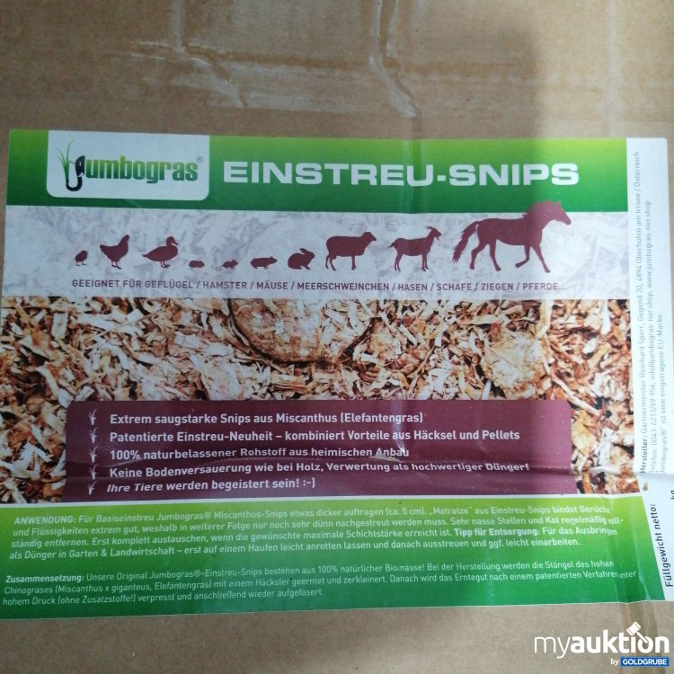 Artikel Nr. 844328: Jumbogras Einstreusnips aus Miscanthus 