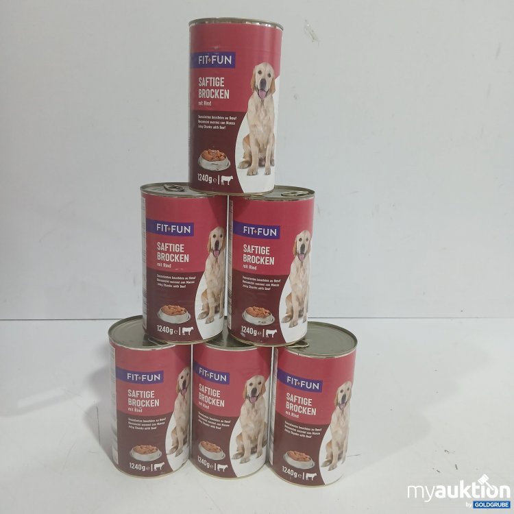 Artikel Nr. 460329: Fit+Fun Hundefutter saftige Brocken mit Rind 6x1240g 