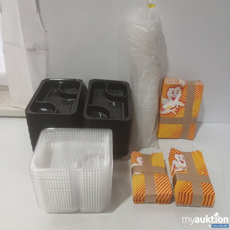 Artikel Nr. 942329: Nachoschalen, Popcorn-Tüten in zwei Größen und Trinkbecher-Deckel mit Loch für Strohhalme
