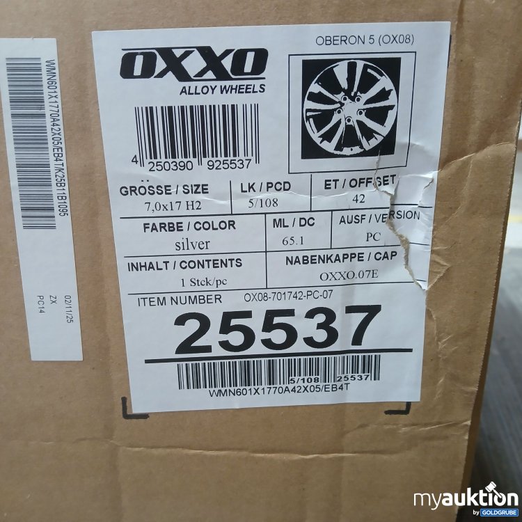 Artikel Nr. 443330 Artikel Nr. 443330: Oxxo Felge silver 7,0x17 H2 LK 5x108 ET42 KBA49962