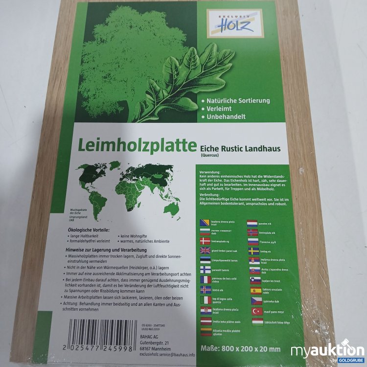 Artikel Nr. 818330: Exclusiv Holz Leimholzplatte Eiche Rustic 800x200x20mm 