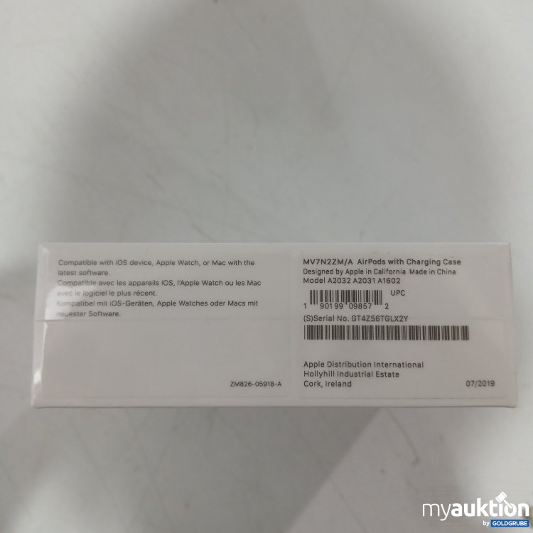 Artikel Nr. 942330: Apple AirPods mit Charging Case
MV7N2ZM/A Model A2032 A2031 A1602