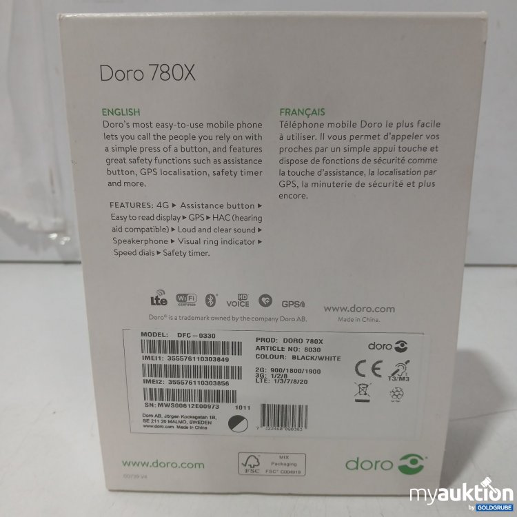 Artikel Nr. 942331: Doro 780X Mobiltelefon Schwarz/Weiß
