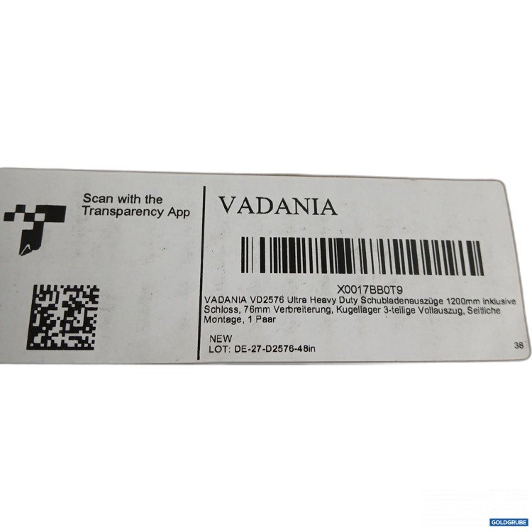 Artikel Nr. 920334: Vadania Ultra Heavy Duty Schubladenauszüge 1200mm inkl. Schloss VD2576 