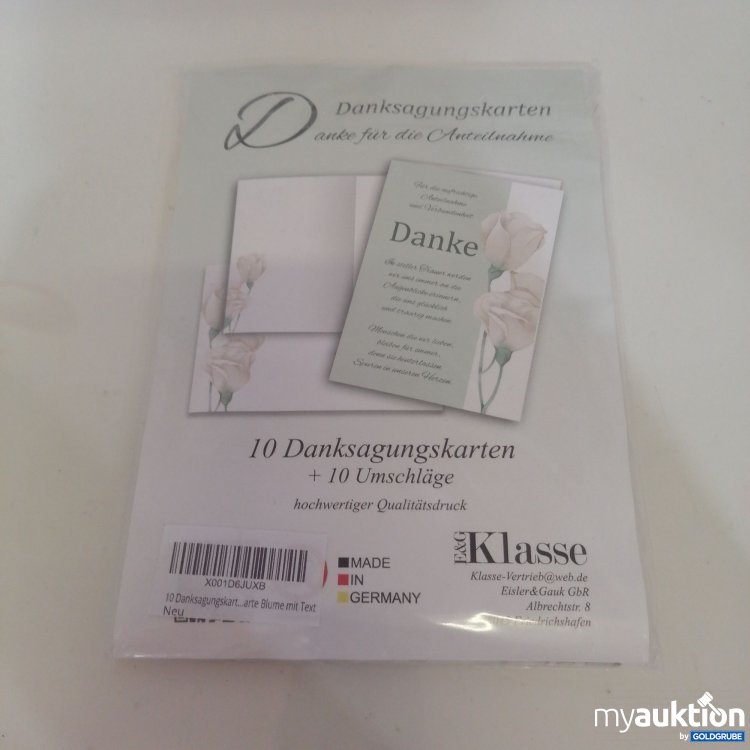Artikel Nr. 754336 Artikel Nr. 754336: Danksagungskarten 10 Stück