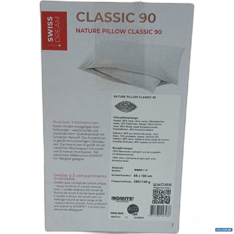 Artikel Nr. 921339: Swiss Dream By Billerbeck Classic 90 Kissen Daunen  65x100cm 