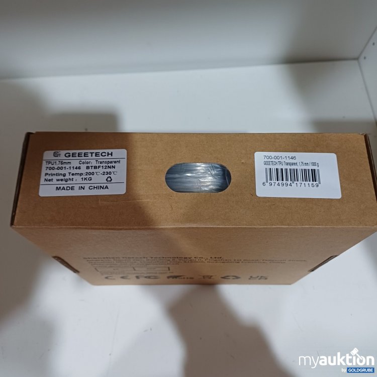Artikel Nr. 467340 Artikel Nr. 467340: GEEETECH 3D Printer Filament TPU 1,75 mm Transparent 1 kg