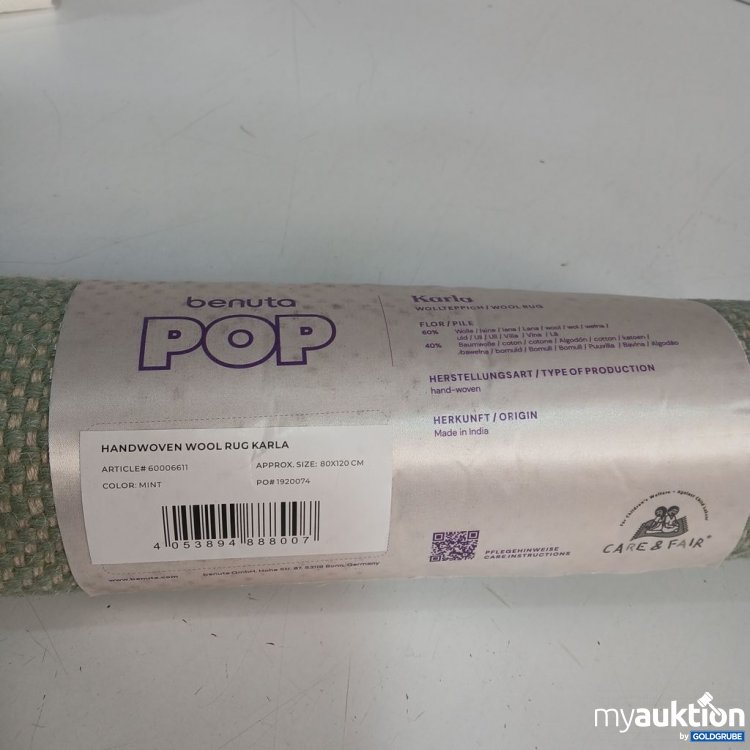 Artikel Nr. 442342: benuta pop Handwoven Wool Rug Karla mint 80x120cm