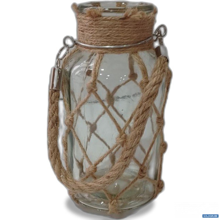 Artikel Nr. 964343 Artikel Nr. 964343: Glasvase mit Juteseil Halterung