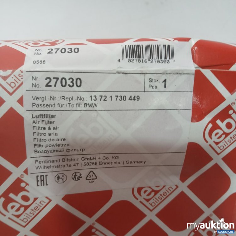 Artikel Nr. 933344: febi bilstein Luftfilter 27030