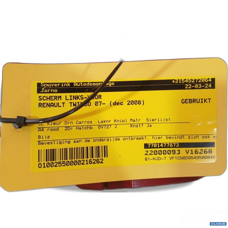 Artikel Nr. 952347: Scherm Links Vorne Renault Twingo 07 7701577873 22000093 V16268