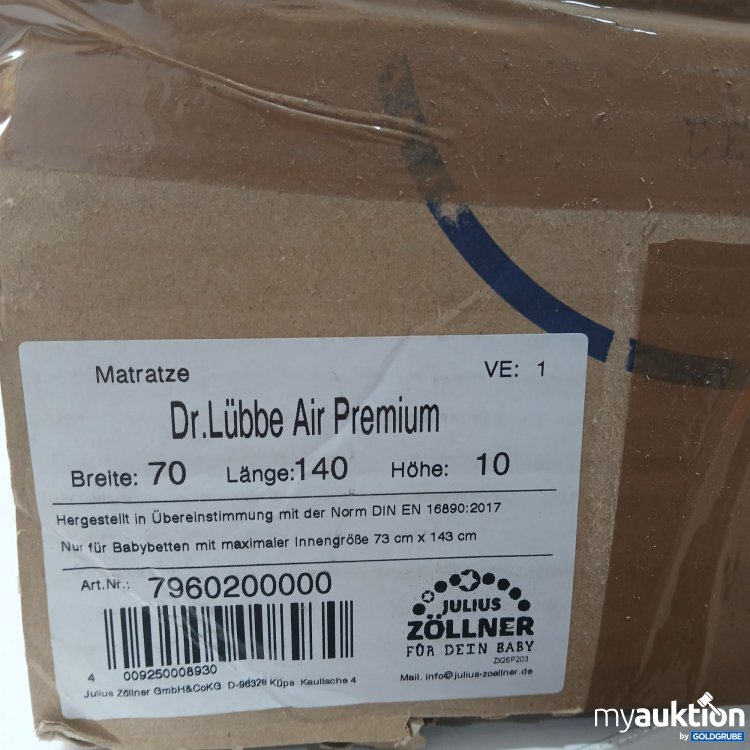 Artikel Nr. 921349: Dr. Lübbe Air premium Julius Zöllner Babymatratze 140x70x10