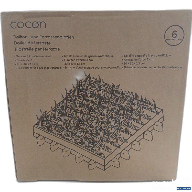 Artikel Nr. 921352: Cocon Balkon und Terrassenplatten 6Stk 30x30x2.3cm Grashöhe 3m